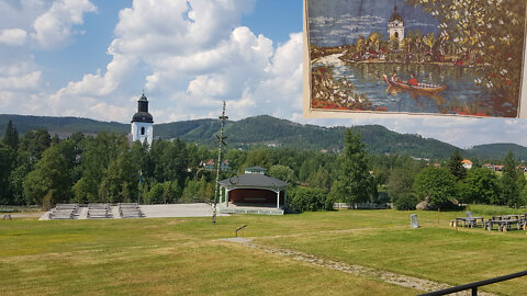 Utsikt ifrån Stenegård över Järvsö Kyrka, Järvö