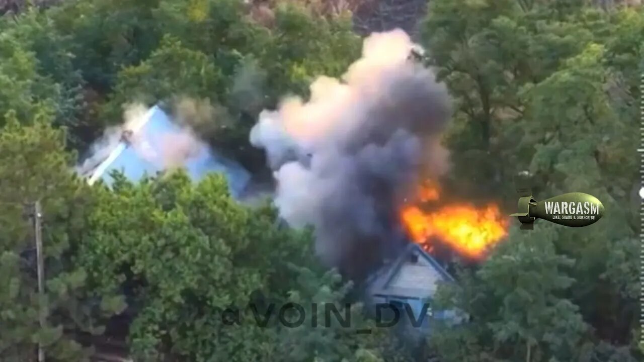 Ruissian FPV kamikaze drone smacks a house at Priyutnoye