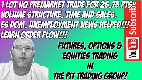 1 Lot NQ Premarket Trade For 26.75 Pts - The Pit Futures Trading