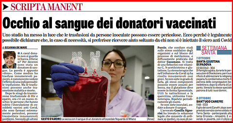 🩸 OCCHIO AL SANGUE DEI DONATORI VACCINATI UNO STUDIO HA MESSO IN LUCE CHE...