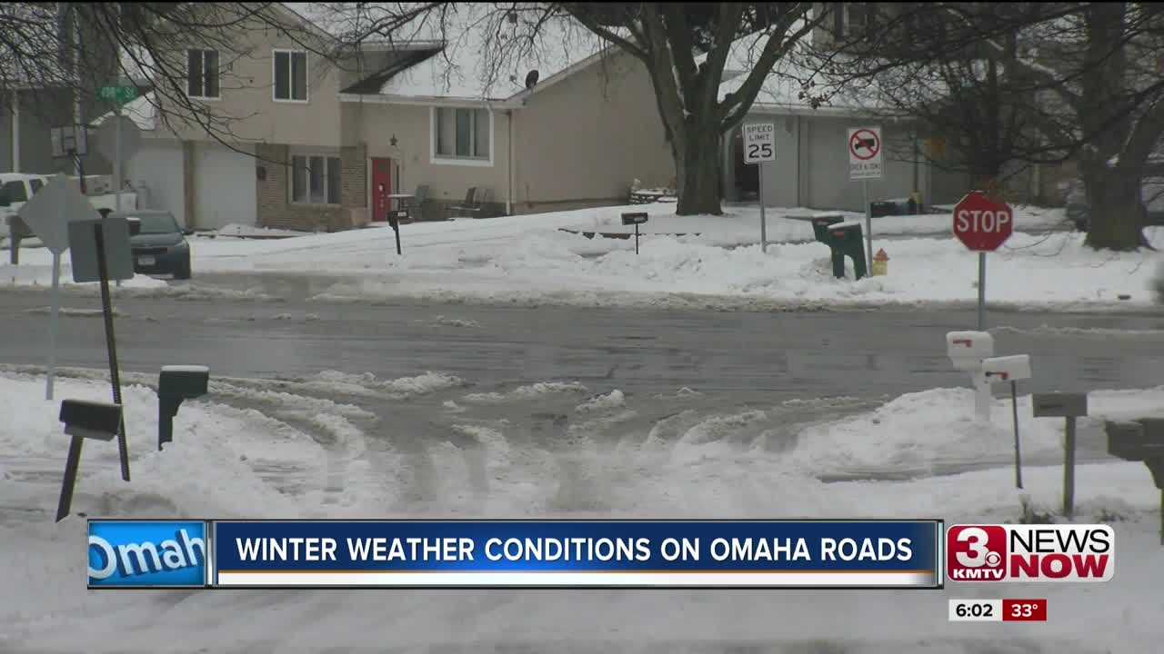 Winter weather conditions on Omaha roads