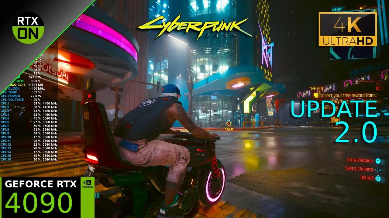 Cyberpunk 2077 Update 2.0 | RTX 4090 | 4K DLSS 3.5, Path Tracing ON | Ryzen 7 5800X3D