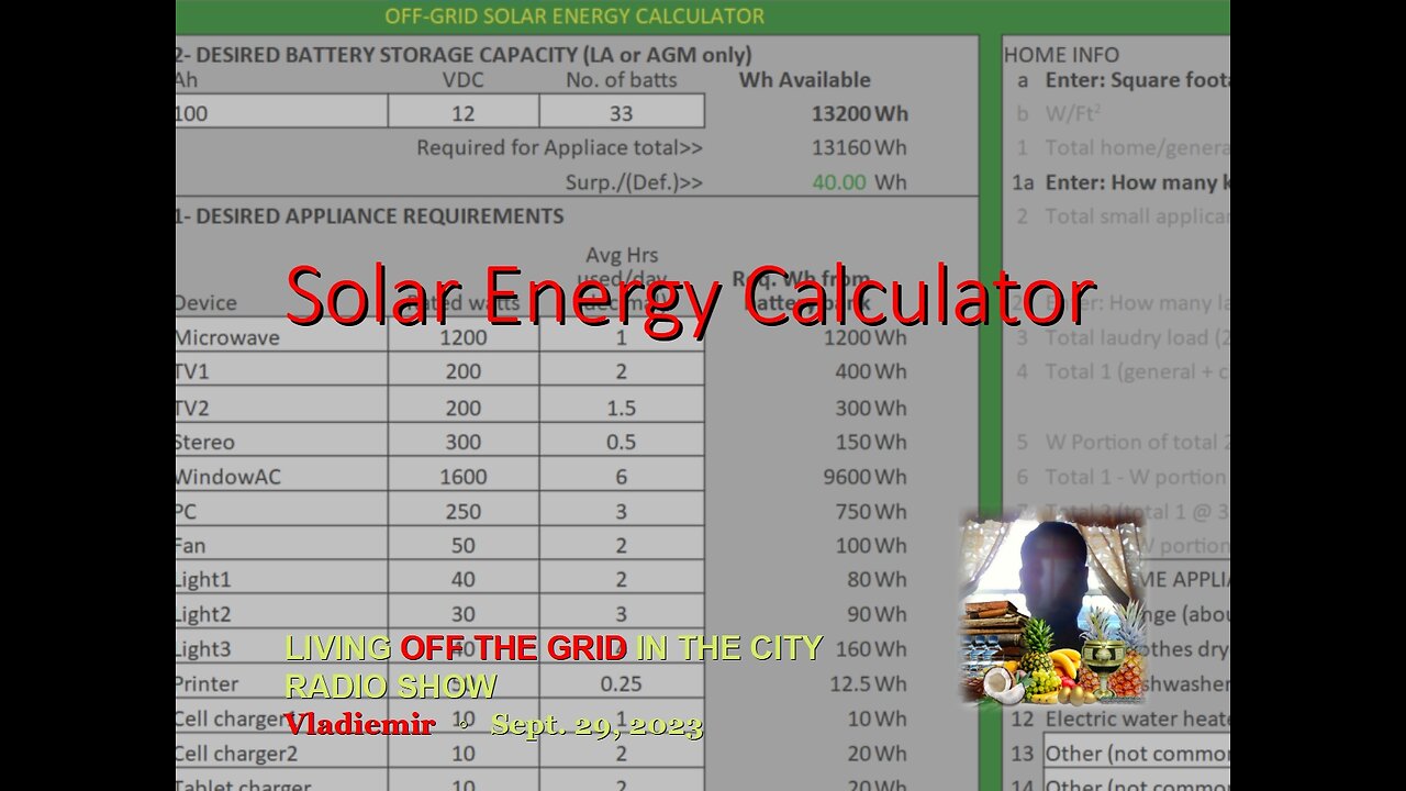 Solar calculator for off-grid or grid-tied projects