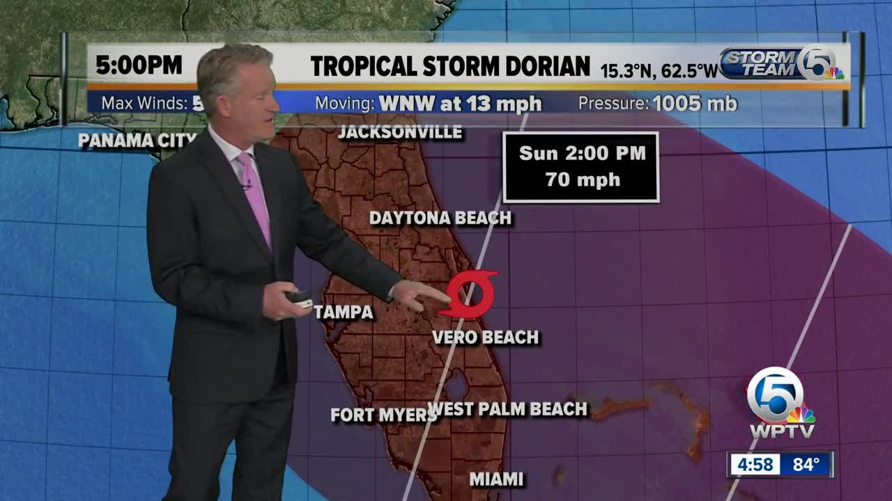 5 p.m. Tuesday advisory for T.S. Dorian