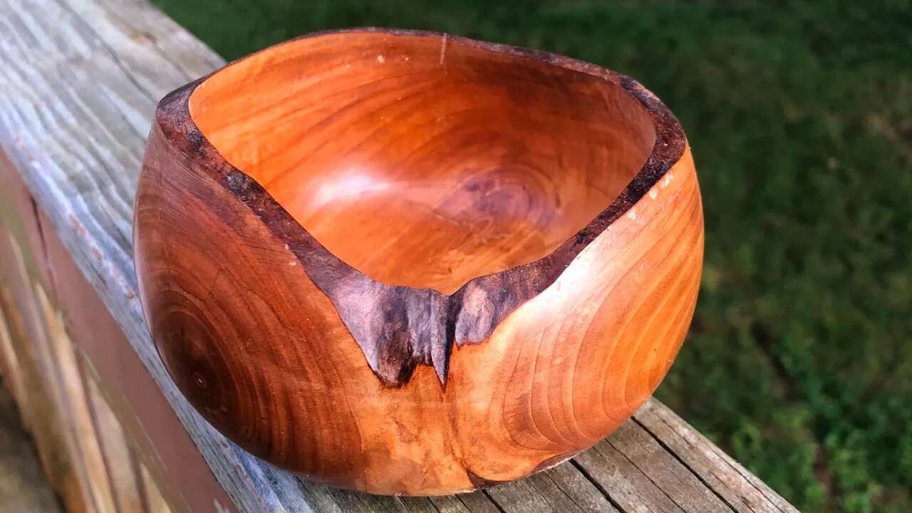 Bradford Pear Bowl w Natural Edge. Turned on the lathe. Guest artist: Doug Miller. ArtForOUR.org