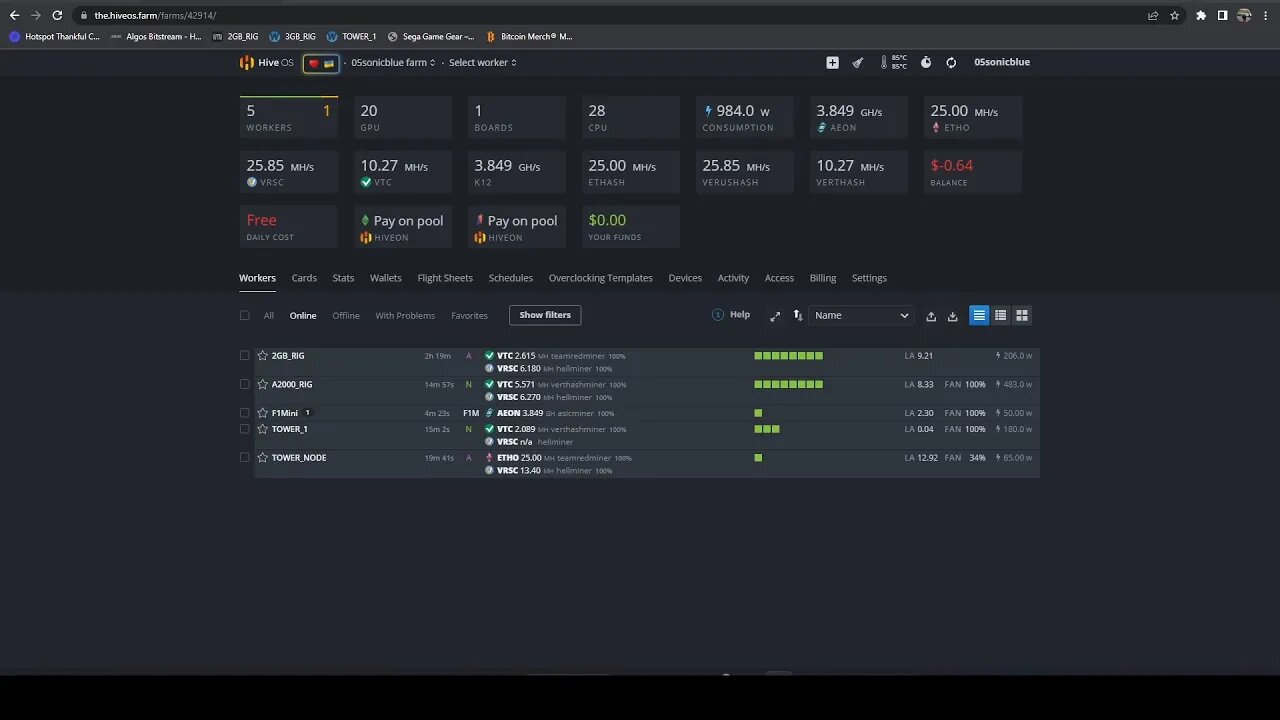 Hive Broke Some Flightsheet UI Functionality