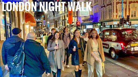 London, England Night Walk. Weekend- 2021 (4K HDR)