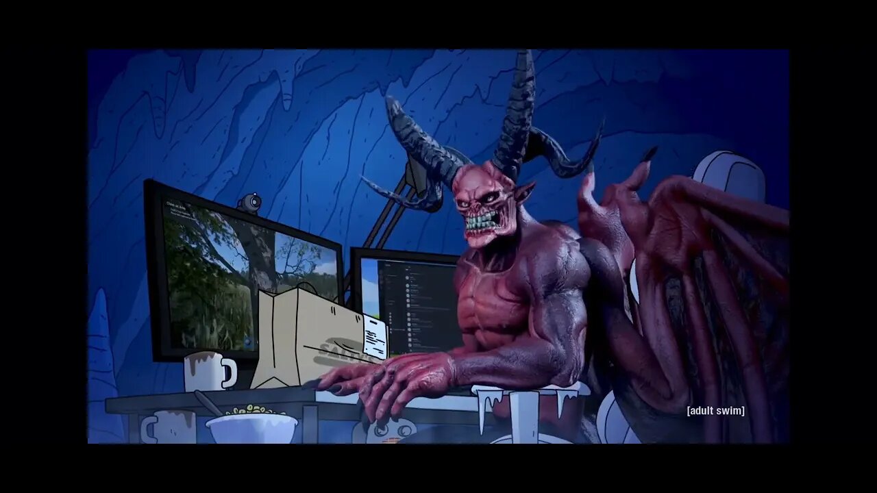 Smiling Friends Satan orders MeepEats
