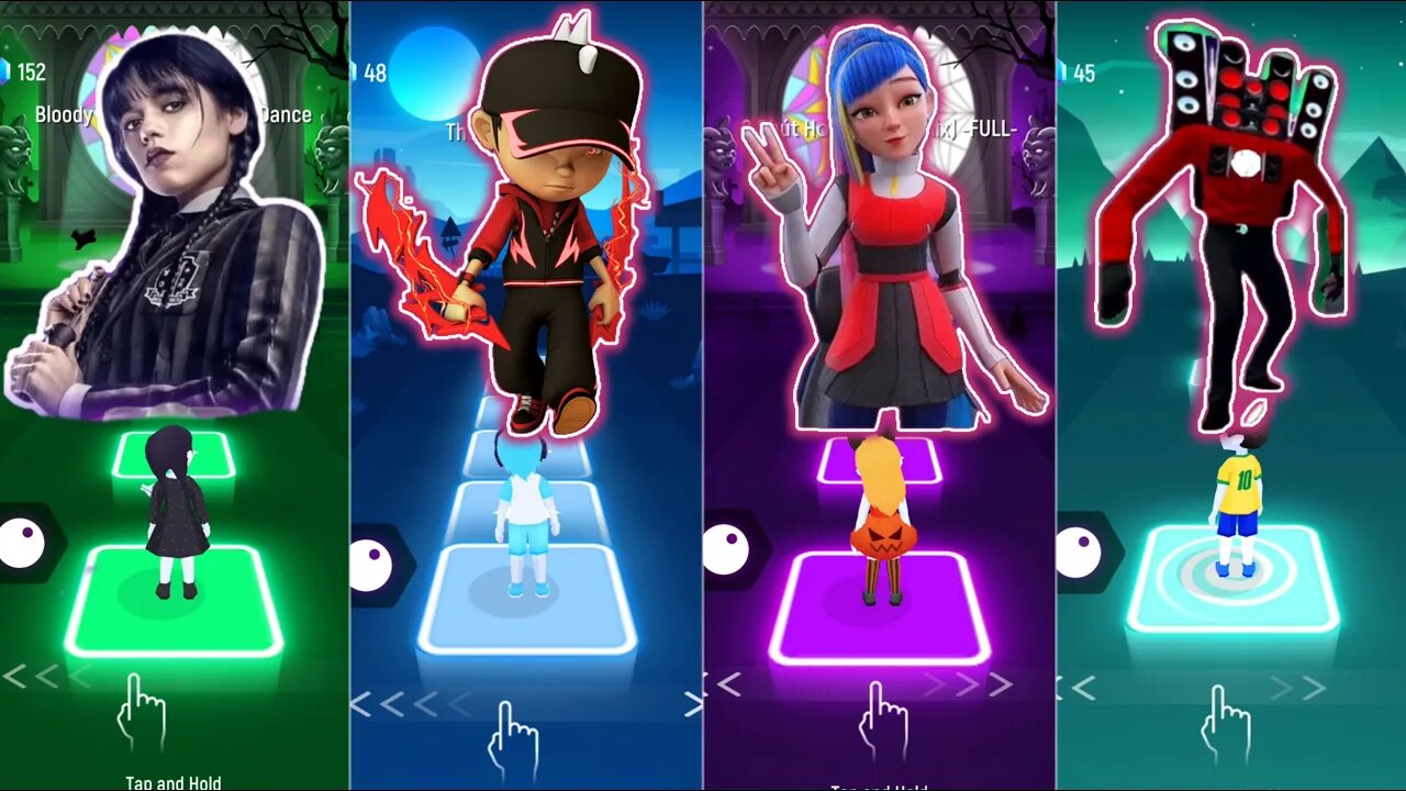 SPEAKER MAN VS BOBOIBOY VS WEDNESDAY VS ALICIA | Tiles Hop