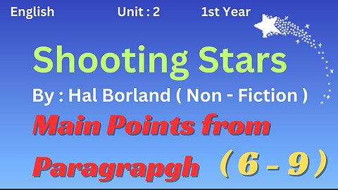 Ist year || English || Unit 2 || Shooting Stars || Hal Borland || Main points || Non fiction||