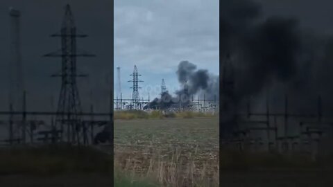 A fire at a substation in the city of Dolinskaya, Kirovograd region, after the morning arrival