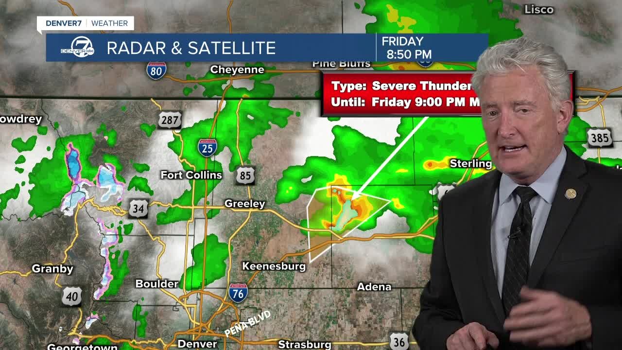 Severe storms in northeast Colorado produce 2-inch diameter hail