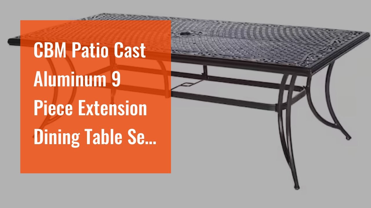 CBM Patio Cast Aluminum 9 Piece Extension Dining Table Set with 2 Swivel Rockers and 6 Arm Chai...