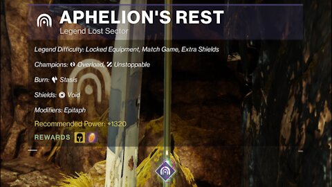 Destiny 2, Legend Lost Sector, Aphelion's Rest on the Dreaming City 12-25-21