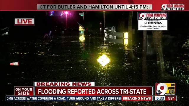 Heavy rain closes roads across Greater Cincinnati