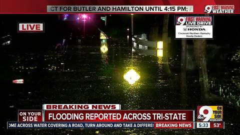 Heavy rain closes roads across Greater Cincinnati