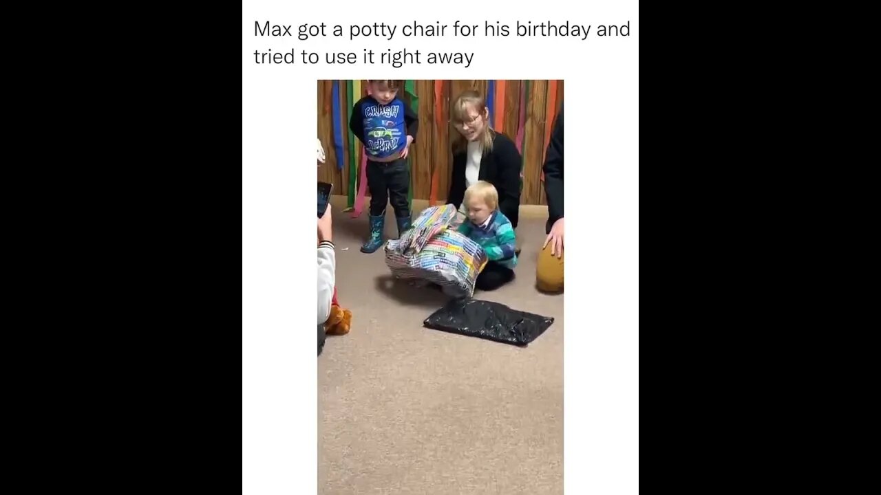 The toddler immediately tried to use his potty chair. 🤣🤣