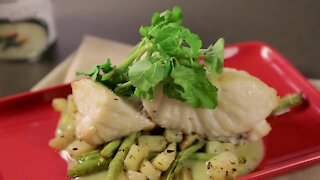 Fish Poblano with Watercress and Green Beans