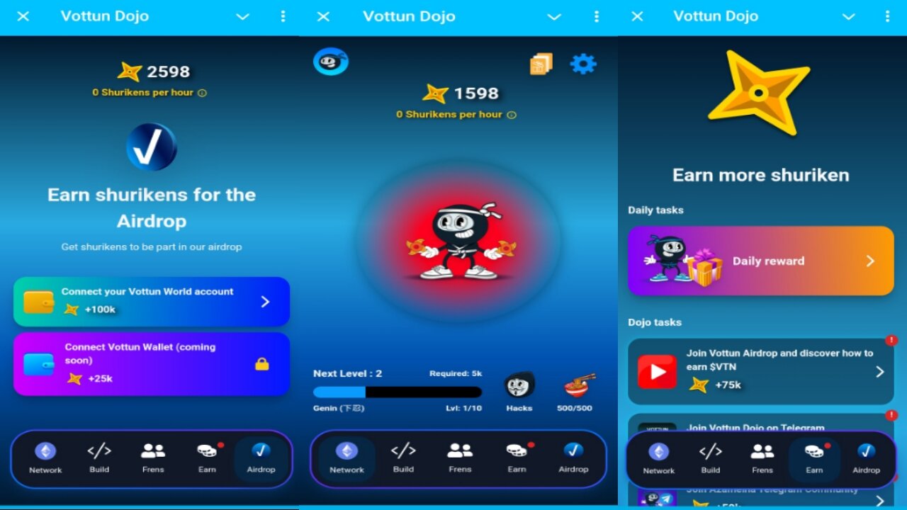 Vottun Dojo | Tap2Earn Free Shurikens Early Access | New Telegram Crypto Mining Bot