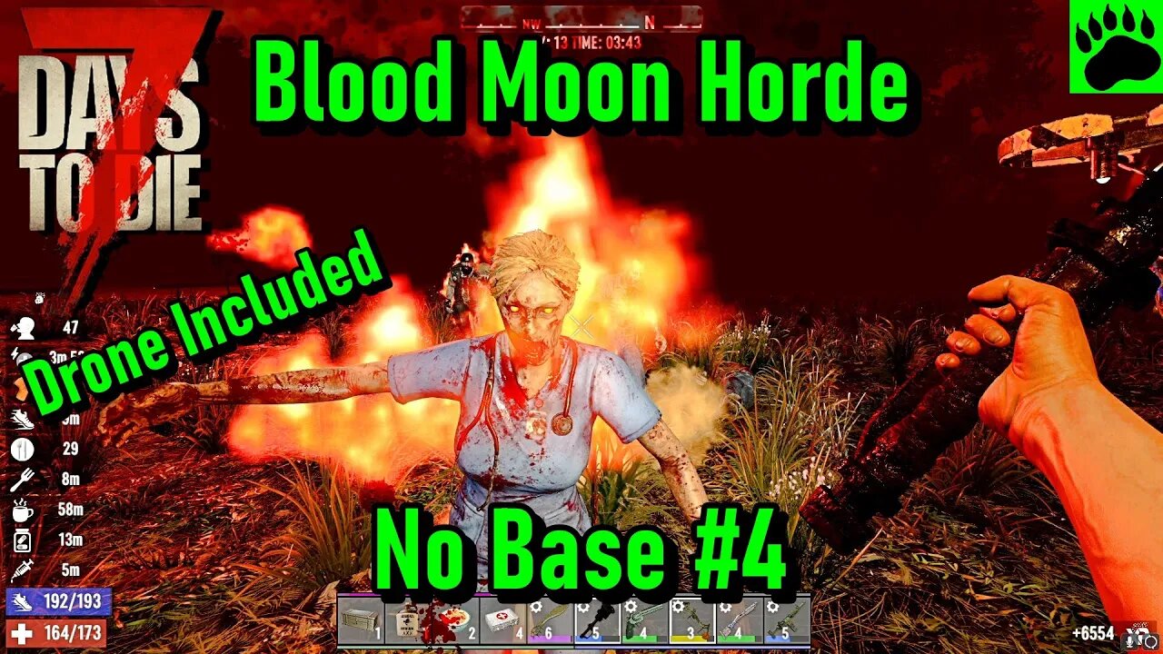 7 Days to Die Alpha 20 Blood Moon Horde without a base - Robotic Drone