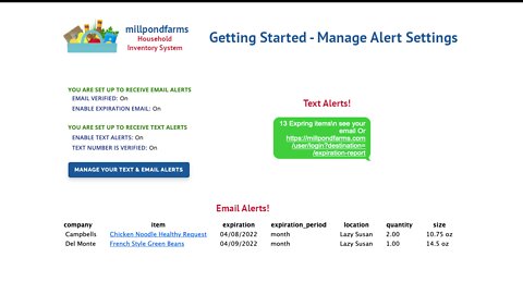 Getting Started - Manage Alert Settings