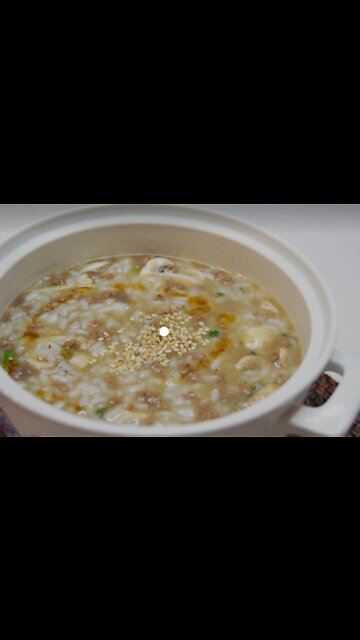 Beef mushroom rice porridge. 소고기 버섯죽