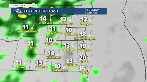 Showers continue into Tuesday