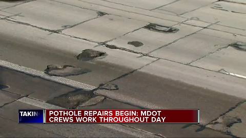 Pothole repairs continuing all day on metro Detroit roads