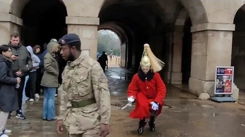 Female kings guard trips recovers her walk and laughs it off. respect 🙏 #horseguardsparade