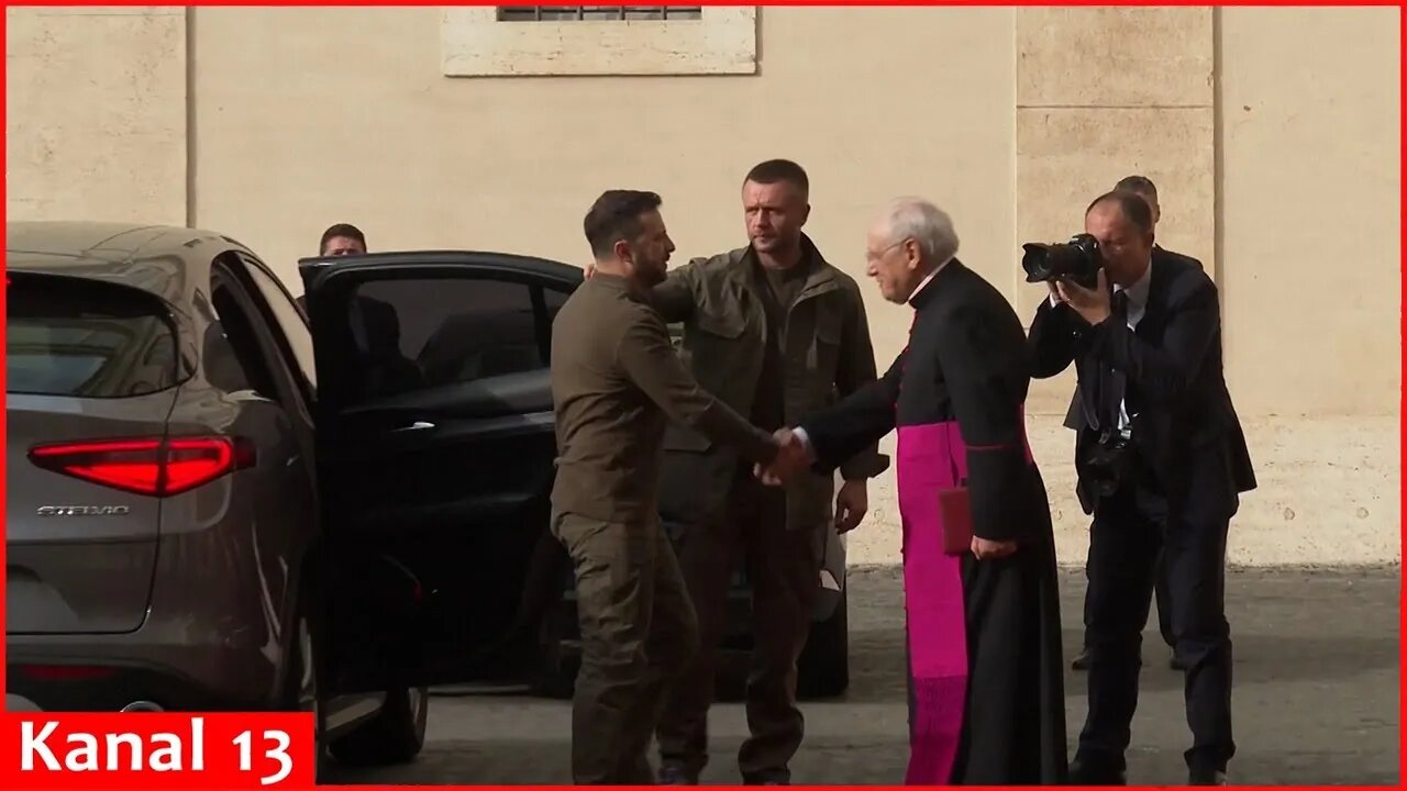 Ukraine President Zelenskyy arrives at Vatican for meeting with Pope Francis