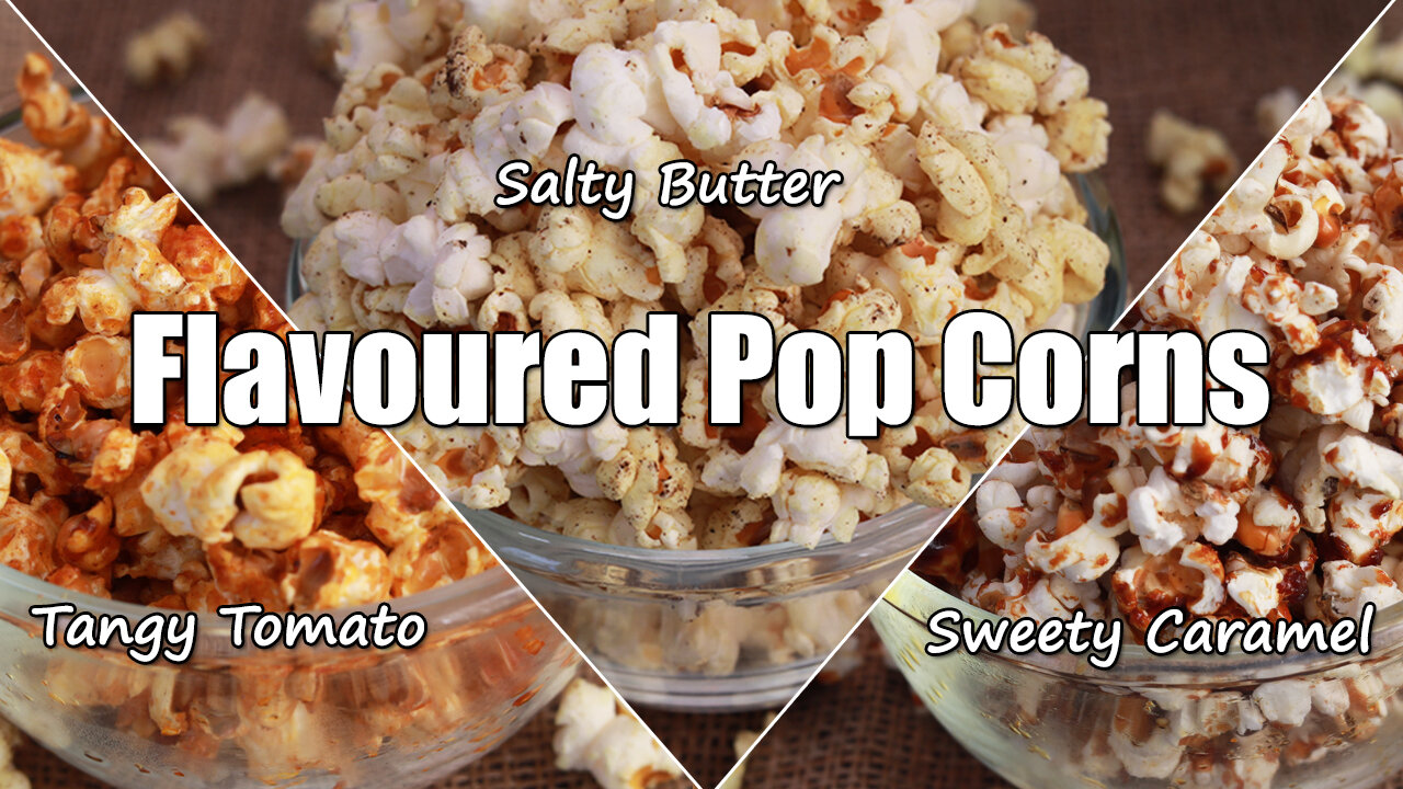 Three Flavoured Popcorns🍿| Tomato flavor | Butter flavor | Caramel flavor 👌💯