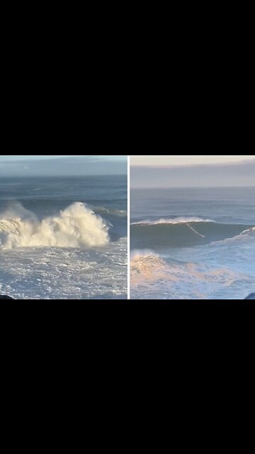 Record breaking waves surfed at Nazare, Portugal