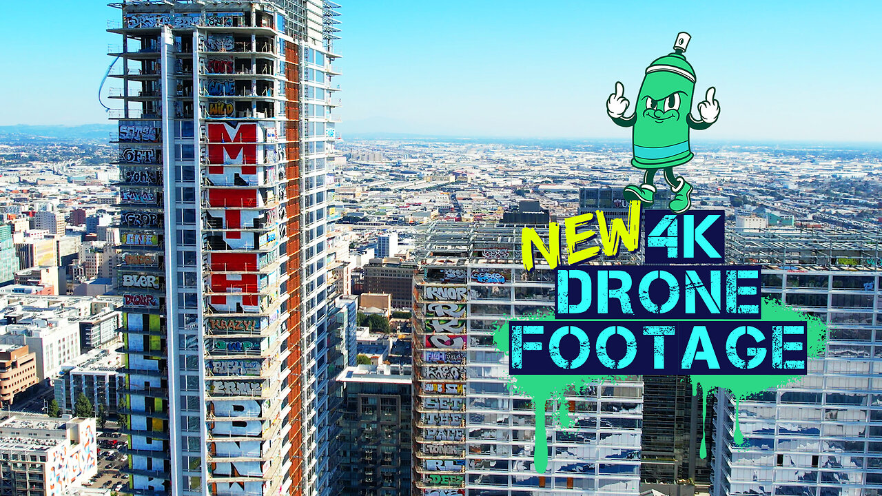 NEW EXCLUSIVE DRONE FOOTAGE of Graffiti Towers in Downtown Los Angeles