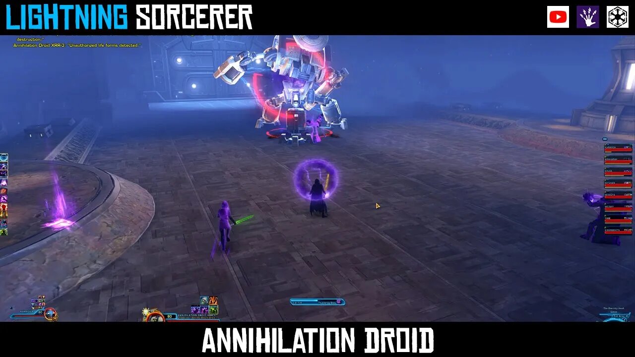 SWTOR Eternity Vault: Annihilation Droid Boss Fight. Veteran Difficulty. Level 80 Lightning Sorcerer