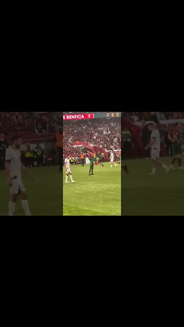 Torcedor invadindo o campo e abraçando CR7