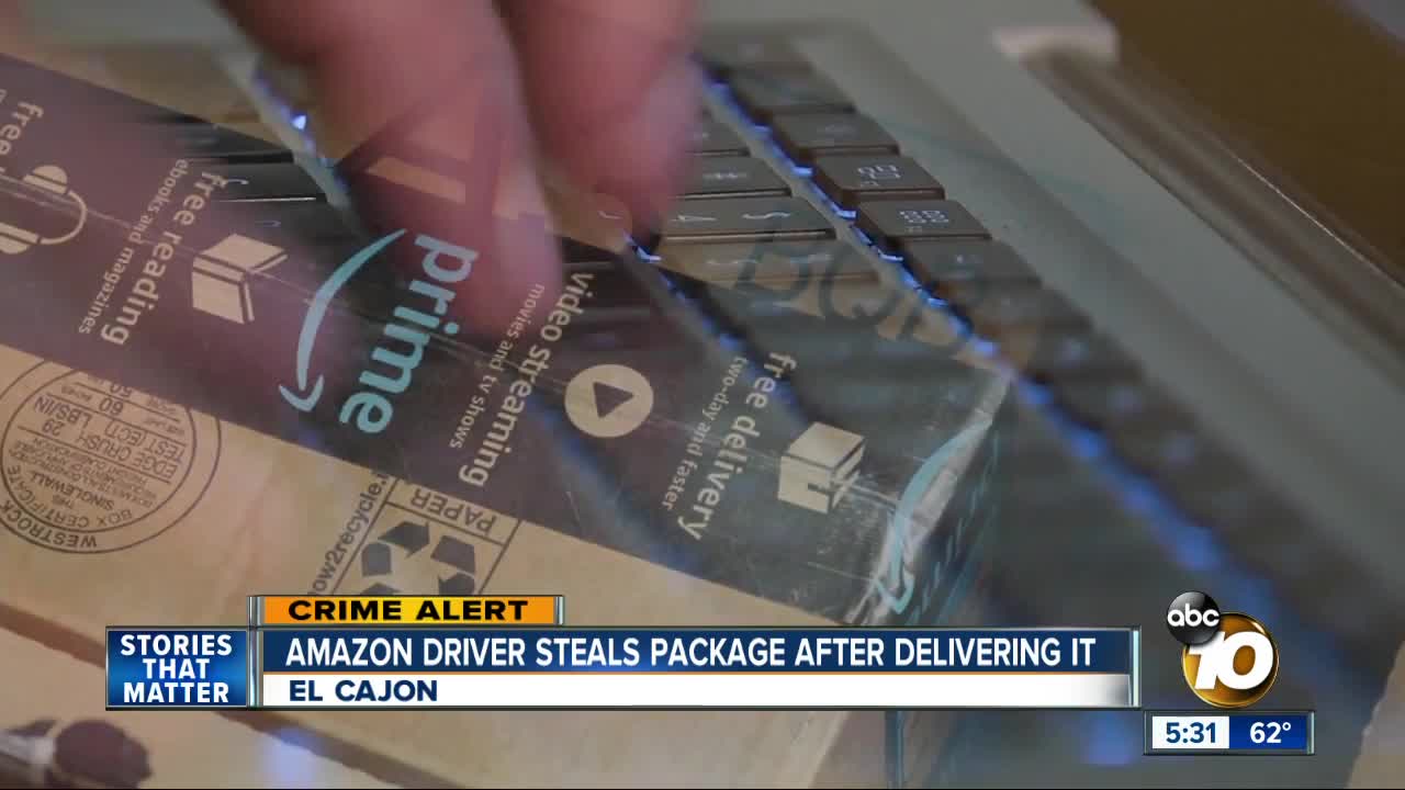 Amazon driver steals package after delivery