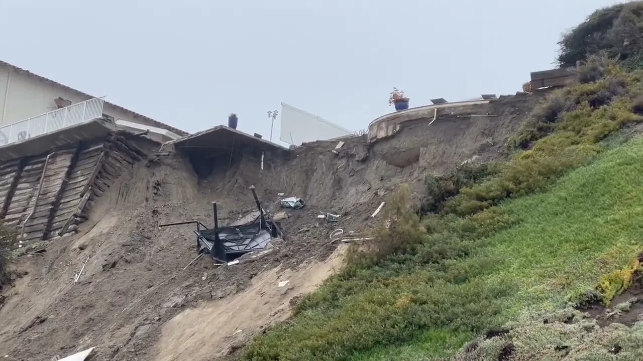 San Clemente, California: a landslide has caused a hillside to give way...