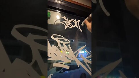 SICK GRAFFITI TAG ON A SHOP'S WINDOW 👀 #graffiti #graffitiart #shorts