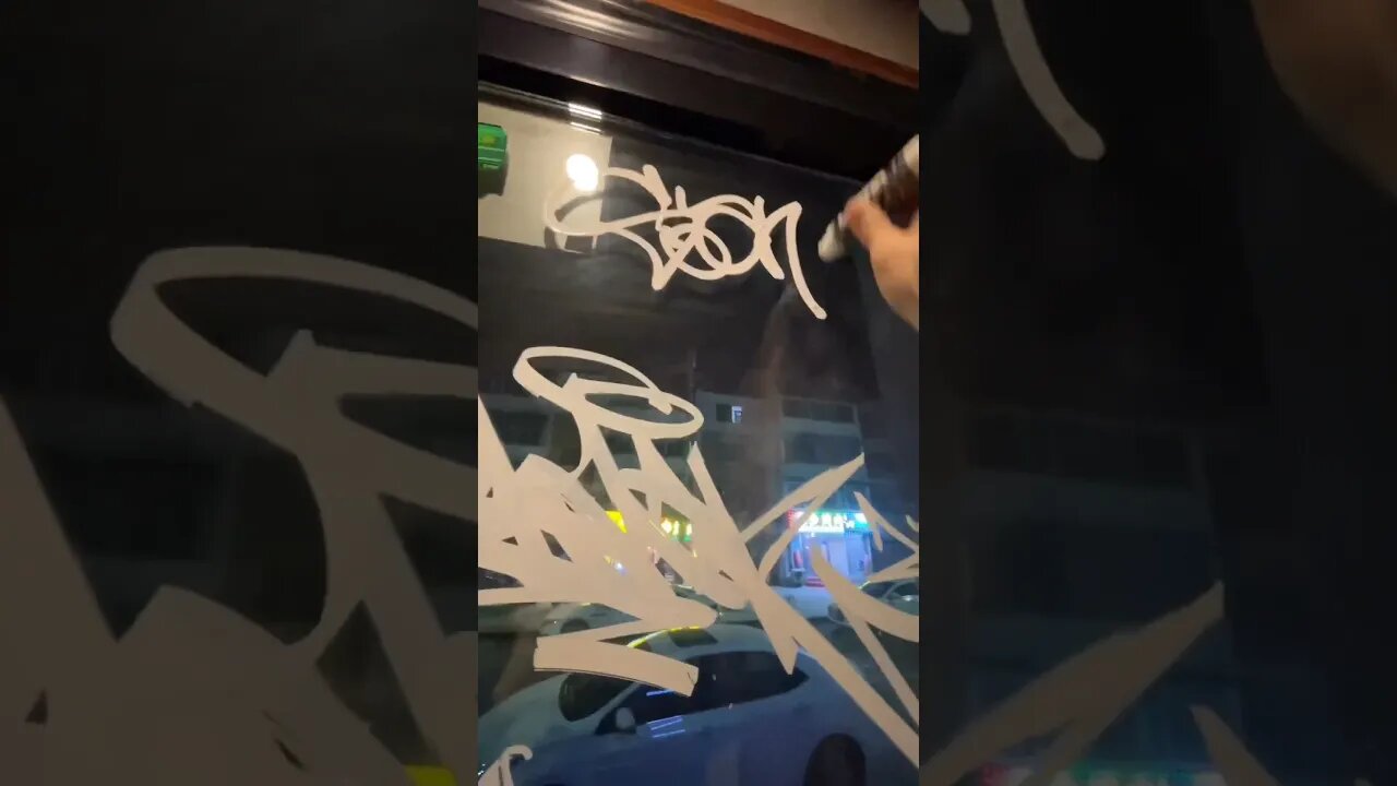 SICK GRAFFITI TAG ON A SHOP'S WINDOW 👀 #graffiti #graffitiart #shorts