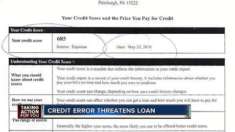 Credit reporting error threatens family's loan