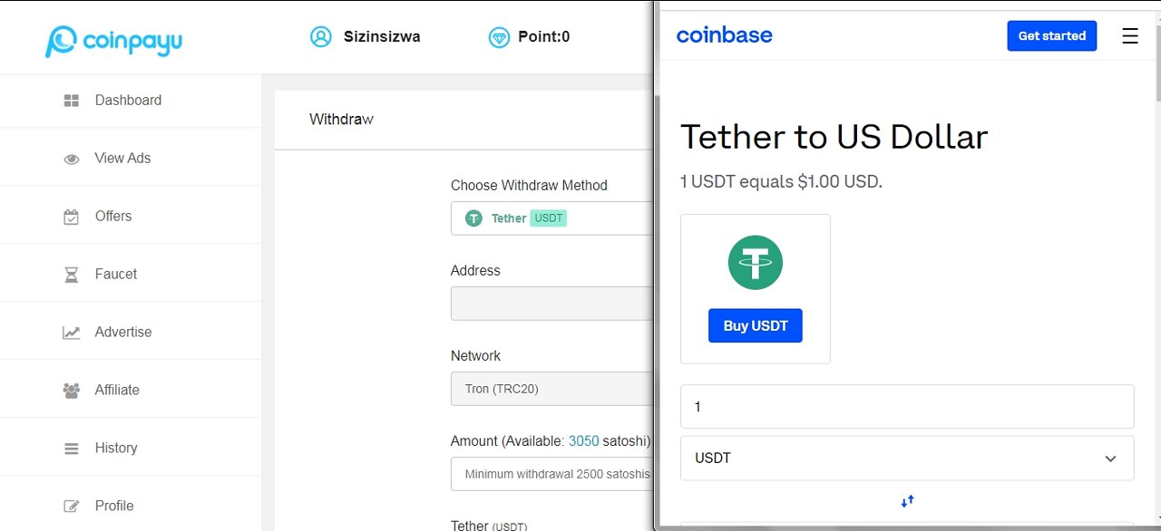 How To Get Free Tether USDT Cryptocurrency Paid To Click At Coinpayu And Instant Withdraw