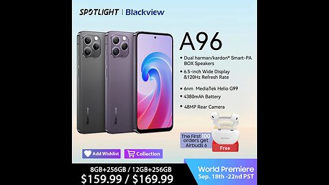 [World Premiere] Blackview A96 12GB 256GB, 8GB 256GB, 6.5''120Hz 2.4K