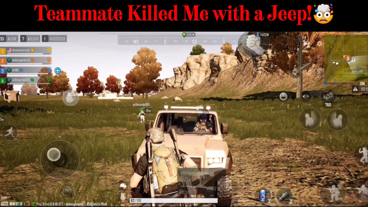 Teammate Killed me with a Jeep!!! - PubG New State