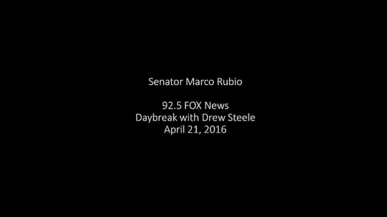 Senator Rubio Speaks With 92.5 FOX News' Daybreak With Drew Steele