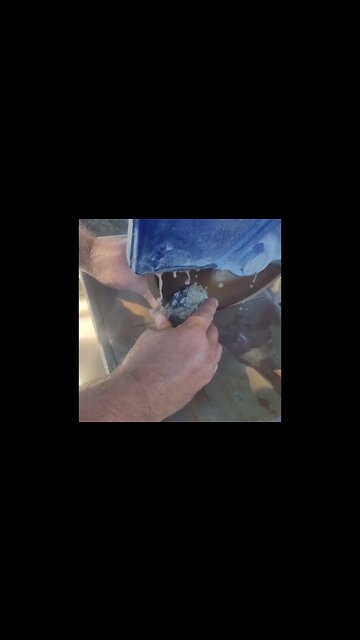 Cutting open a little geode.