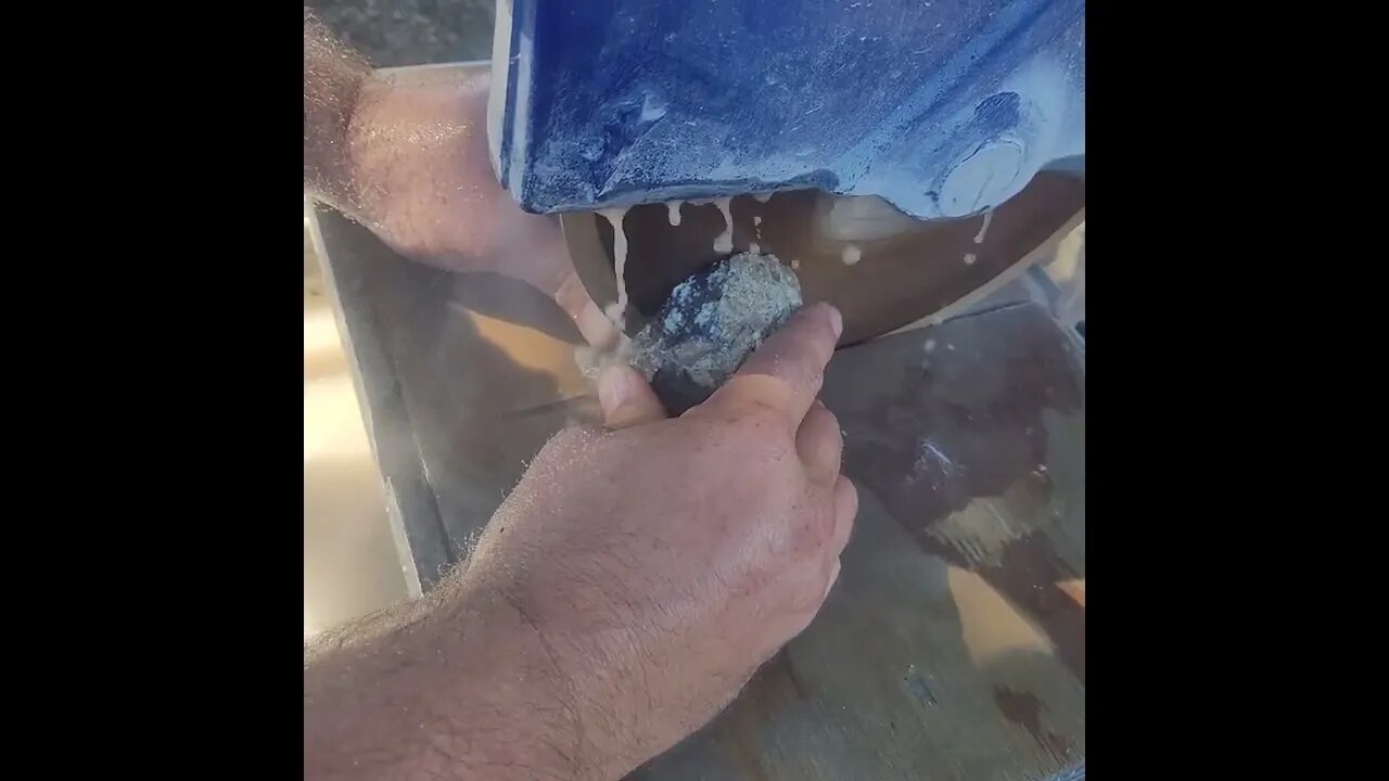 Cutting open a little geode.