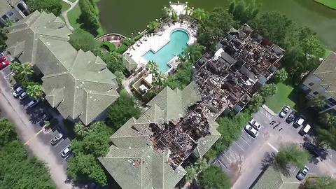 Drone video shows damage over Riverview complex possibly struck by lightning