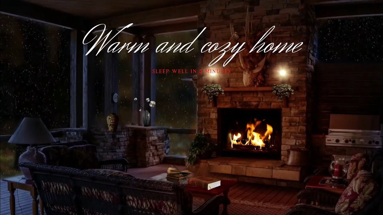 "Comfort and Relaxation: Cozy Home with Fireplace and Rain Sounds, 4K" - Sleep Well İn 5 Minutes