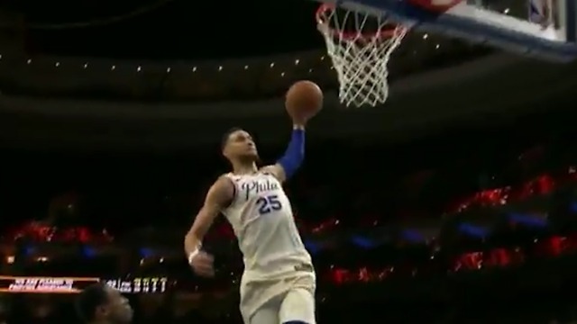 Ben Simmons Goes Behind His Back & Throws It Down Hard | Sixers vs Hornets