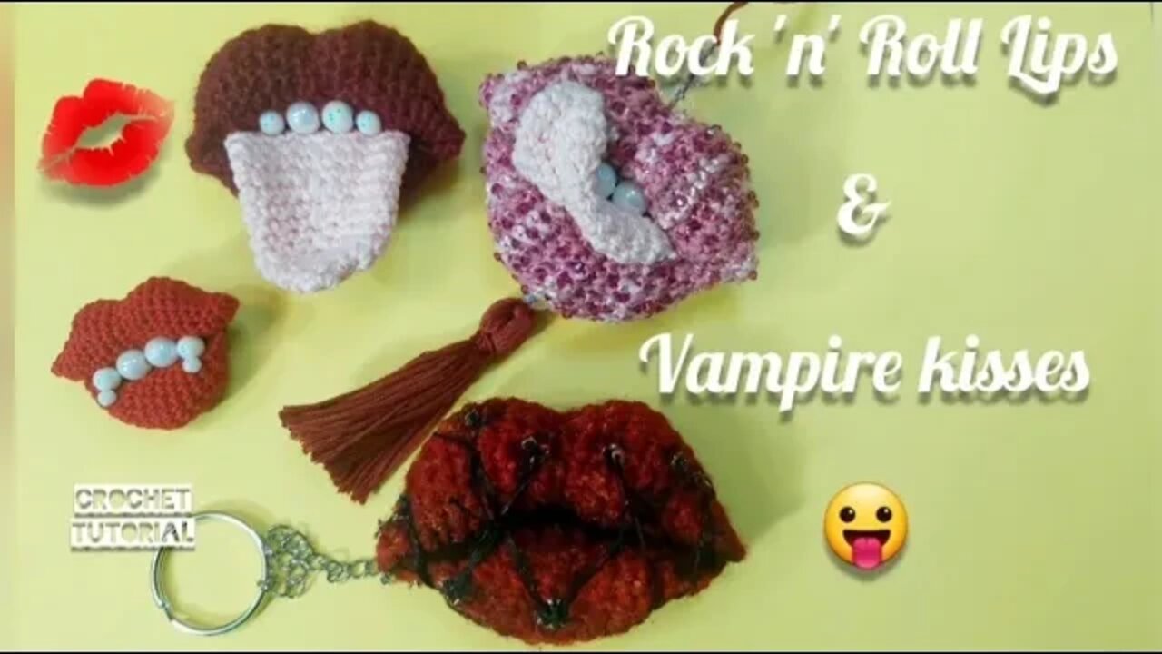 Amigurumi Rock n Roll Vampire Horror Candy Lips Crochet Tutorial (Same Pattern for any Yarn Thread)